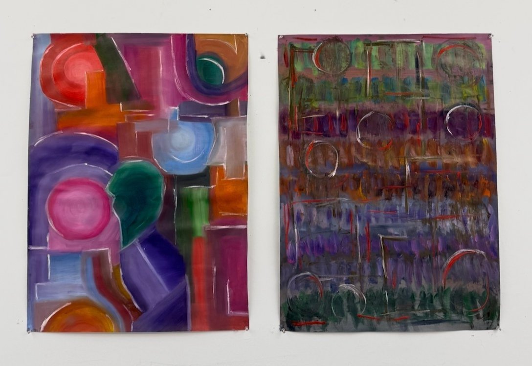 Two abstract color studies on paper